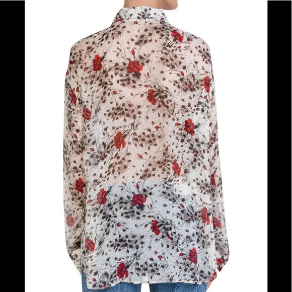 THE KOOPLES Silk Shirt Button Front Flying Flowers - Picture 3 of 9